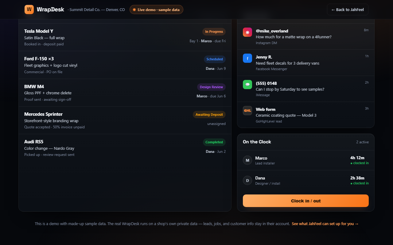 WrapDesk lead inbox